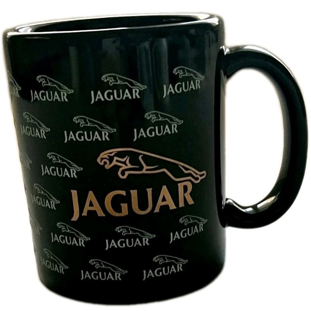 Jaguar Coffee Mug Promo Advertise Cup Black Gold  Auto Vintage USA Vintage